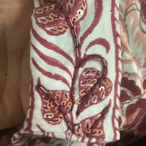 Ash & Eden Idika Pintuck Maxi Umbrella Dress Pink Chink Sz S Block Print Roman - Picture 6 of 13